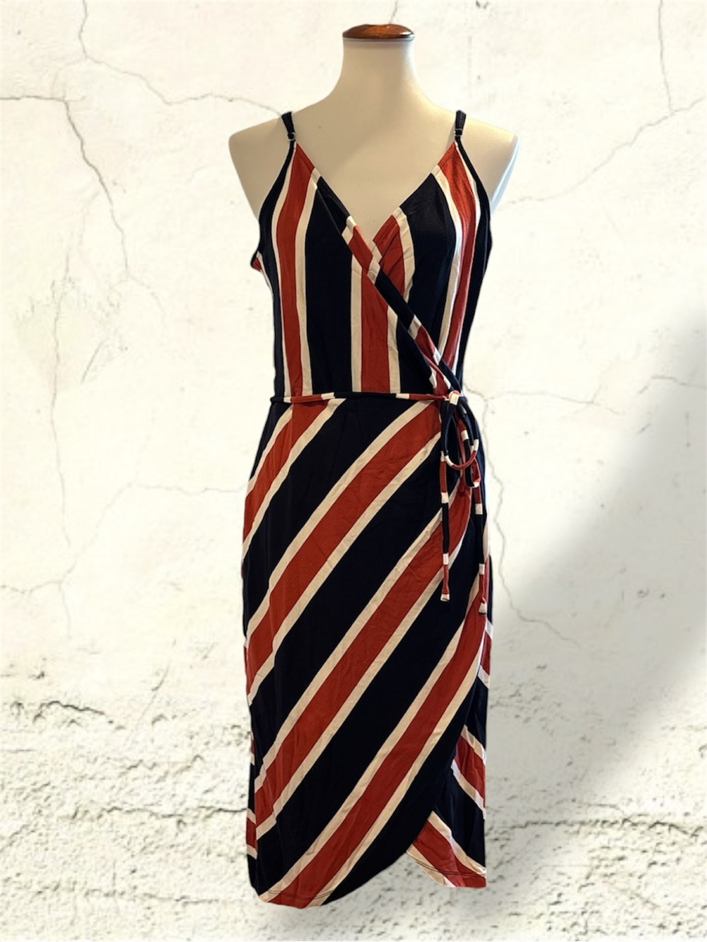 41 Hawthorn Stitch Fix Striped Faux Wrap Midi Dress L